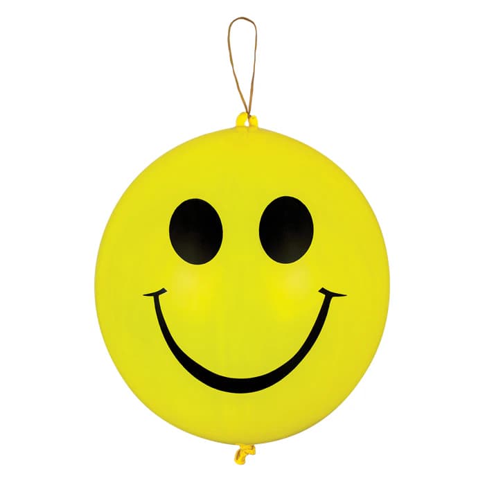 Sherman Specialty Smile Face Punch Balloons, Latex, Rubber Band Handle, 8.75", 36/Pack - Smile Face Punch Balloons (36) - Image 1