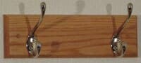 Coat Rack, Light Oak Wood with 2 Nickel Hooks, 12 in x 3.5 in x 4.5 in, Each - Coat Rack 2 Nickel Hooks - Image 1