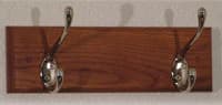 Wooden Mallet Coat Rack, Medium Oak Wood, 2 Nickel Hooks, 12 in x 3.5 in x 4.5 in, Each - Coat Rack 2 Nickel Hooks - Image 1