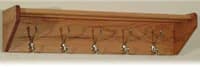 Wooden Mallet Hat & Coat Rack, Light Oak, 5 Nickel Hooks, 32.75 in x 8.5 in x 9 in - Coat Shelf 5 Nickel Hooks - Image 1