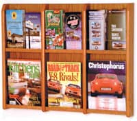 Divulge Wall Literature Display, 6 Magazine Pockets / 12 Brochure Pockets, Medium Oak Wood / Acrylic, 30 in x 24 in x 3 in - Divulge Literatur Display 6Pkt - Image 1