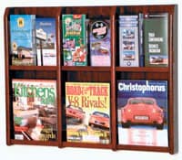 Divulge Wall Literature Display, 6 Magazine Pockets / 12 Brochure Pockets, Mahogany Wood / Acrylic, 30 in x 24 in x 3 in - Divulge Literatur Display 6Pkt - Image 1