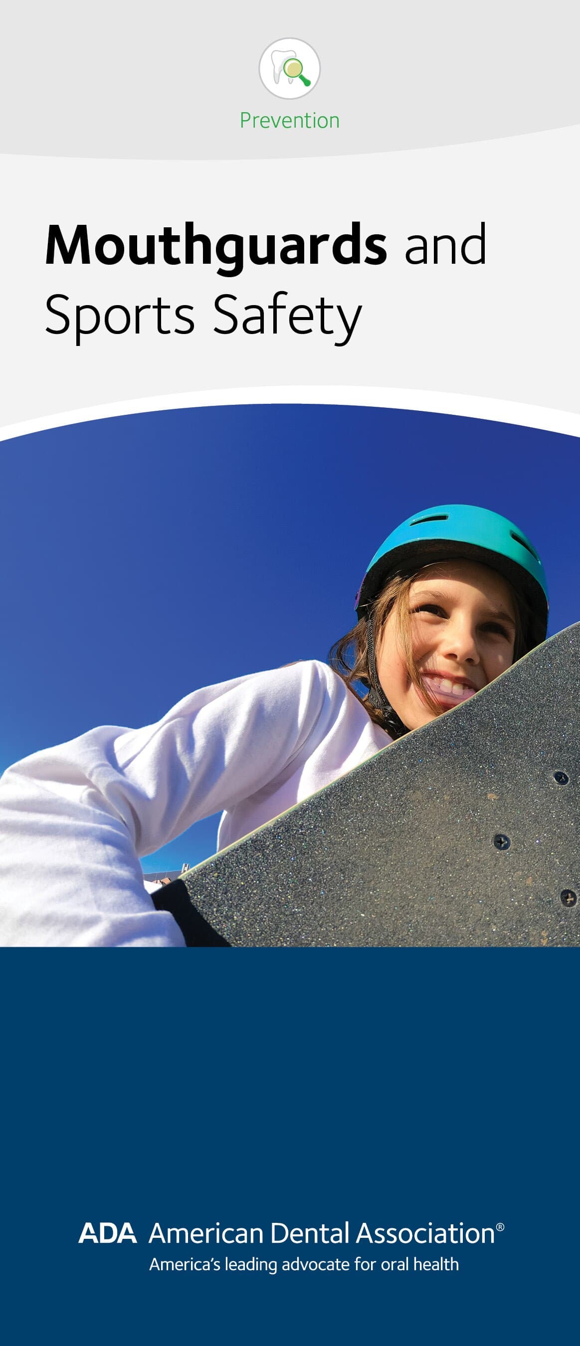 ADA Patient Education Brochure, Mouthguards and Sports Safety, 6 Panels, English, 50/Package, W51023 - Brochure Sports Safety - Image 1