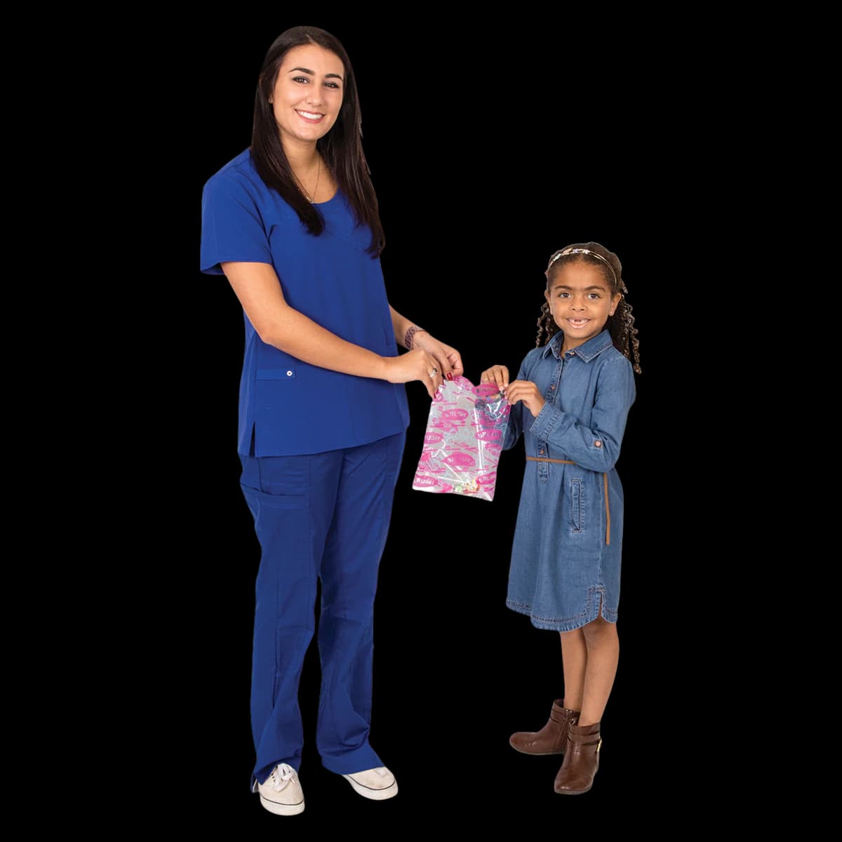 Scatter Bag Brush Bubbles, 7-1/2" x 10", Clear with Pink and Blue Tooth Brushes, 100/Box - Scatter Bag Brush Bubbles 7-1/2" x 10" Pack of 100 - Image 1