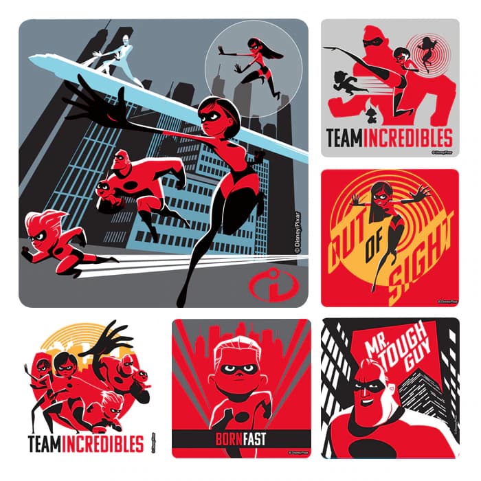Disney The Incredibles 2 Sticker Roll, 2.5" Assorted Designs, 100/Roll, PS663 - The Incredibles 2 Roll of 100 - Image 1