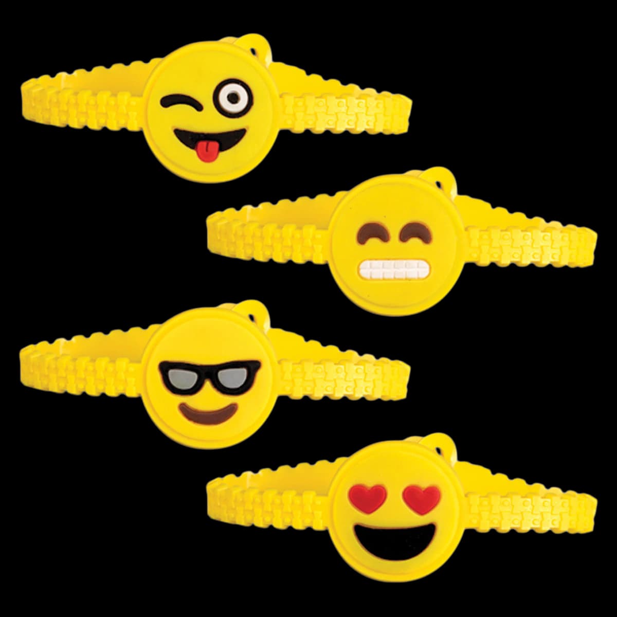 Emoji Bracelet Pack of 48, Assorted Designs, 7.5", Sherman Specialty, 01KEZKNN1YMYYNEGME8N9DBPMC - Emoji Bracelet Pack of 48 - Image 1