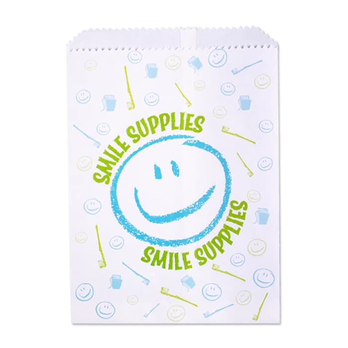 Smile Supplies Paper Patient Bag, 7.5" x 10", White, 100/Pack, S8633 - Smile Supplies Paper Patient Bag 7-1/2" x 10" Pack of 100 - Image 1