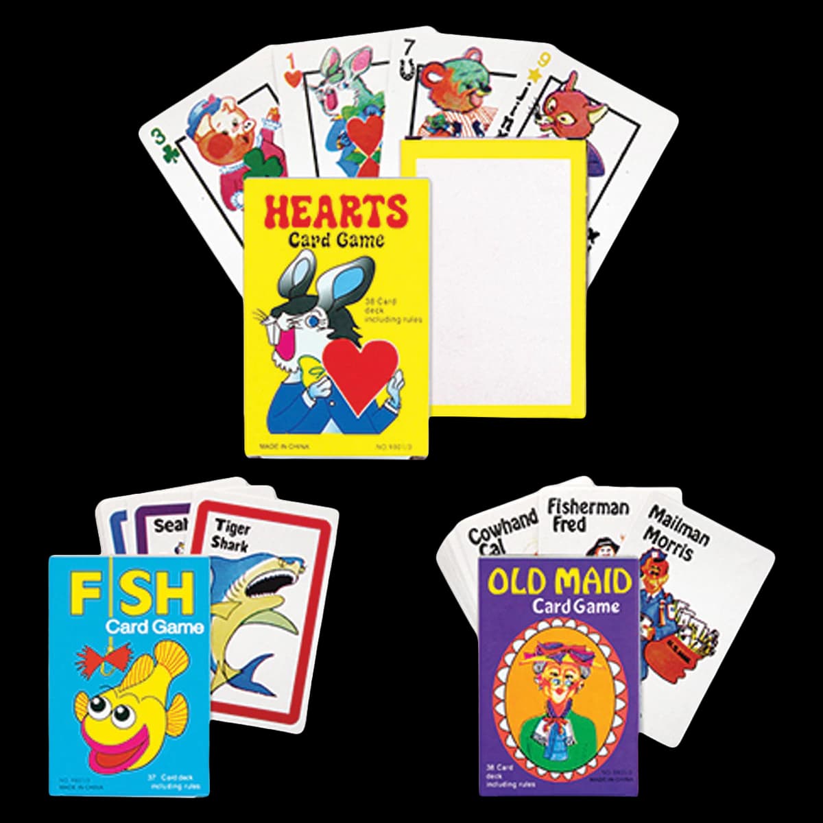 Sherman Specialty Card Game Assortment, Old Maid, Go Fish & Hearts, 12/Pack, S70564 - Toy Card Game Assortment - Image 1