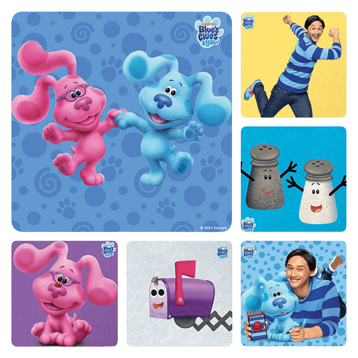 Blue's Clues Assorted Stickers, 2.5" x 2.5", 100 per Roll, PS719 - -Blues Clues Stickers Assorted 2.5"x 2.5" (100) - Image 1