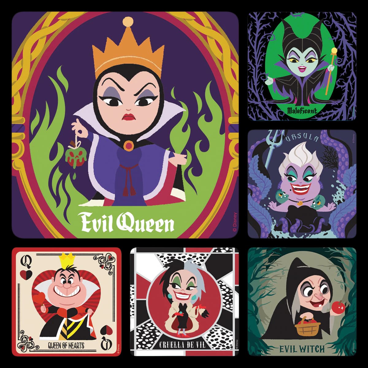 Disney Villains Stickers, Roll of 100, 2.5" x 2.5", PS730 - Disney Villains Stickers Roll of 100 - Image 1