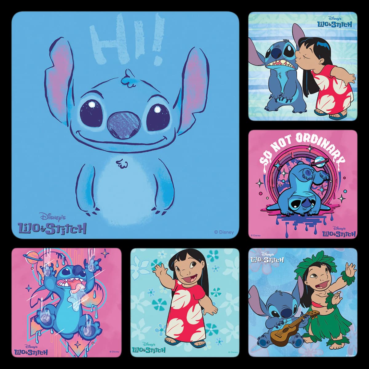 Sherman Specialty Disney Lilo & Stitch Assorted Stickers, 2.5" x 2.5", 100/Roll, PS732 - Lilo and Stitch Stickers Roll of 100 - Image 1