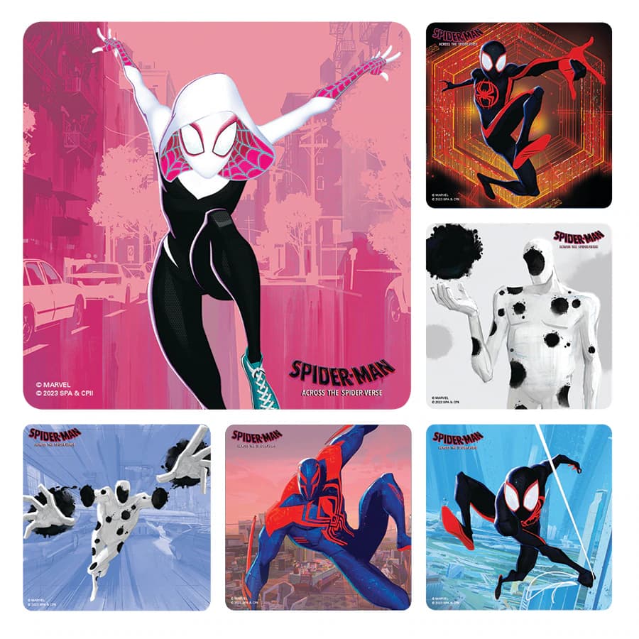Spider-Man Across the Spider-Verse Stickers, 100/Roll, Assorted Designs, PS740 - Spider-Man Across the Spider-Verse Stickers Roll of 100 - Image 1