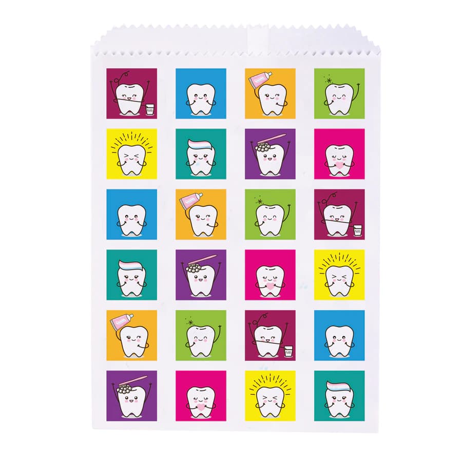 Action Teeth Paper Bags, 7.5" x 10", 100/Pack, S8658 - 7½ x 10 Action Teeth Paper Bags 100/Pack - Image 1