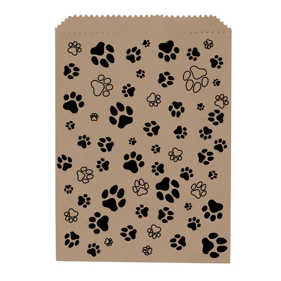 Sherman Specialty Brown Paper Scatter Bag with Paw Print Design, 7.5" x 10", 100/Pkg, S8661 - BAG BROWN PAW PRINTS PK100 - Image 1