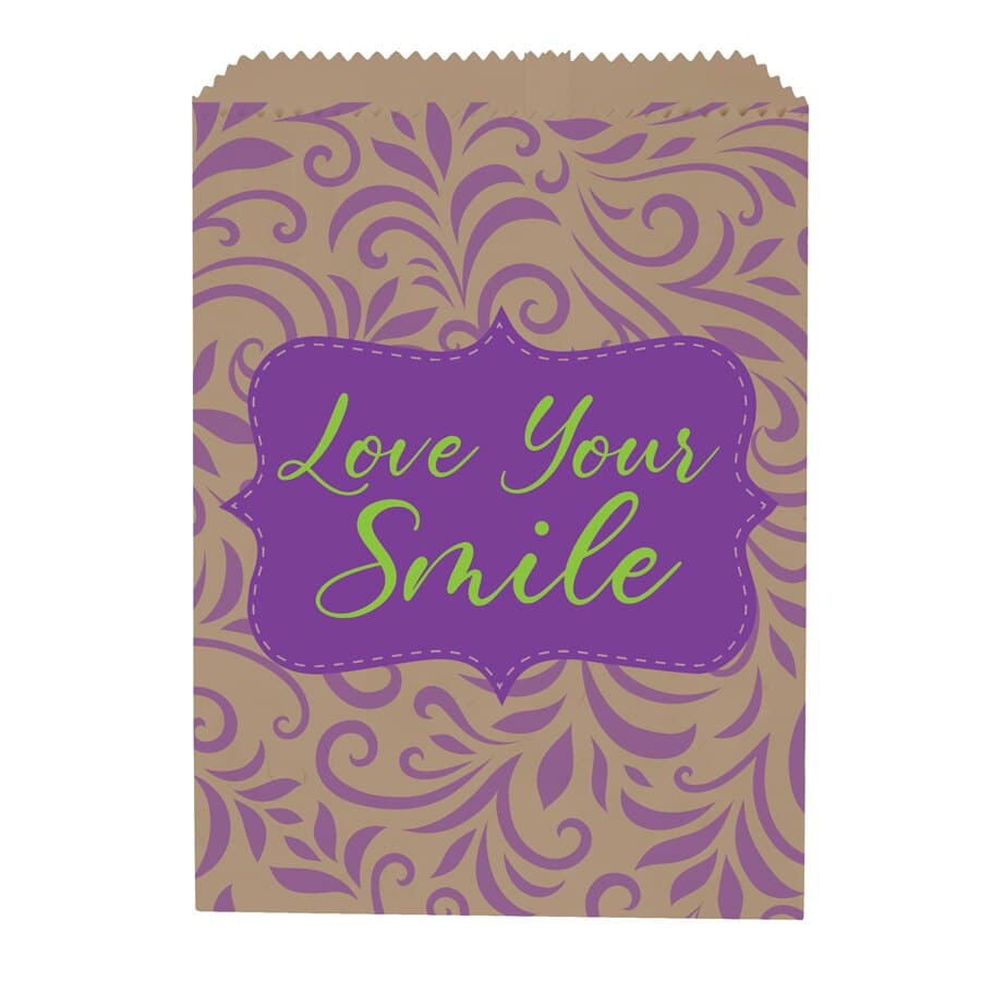 Sherman Specialty Love Your Smile Brown Paper Patient Bag, 7.5" x 10", 100/Pack, S8663 thumbnail 2