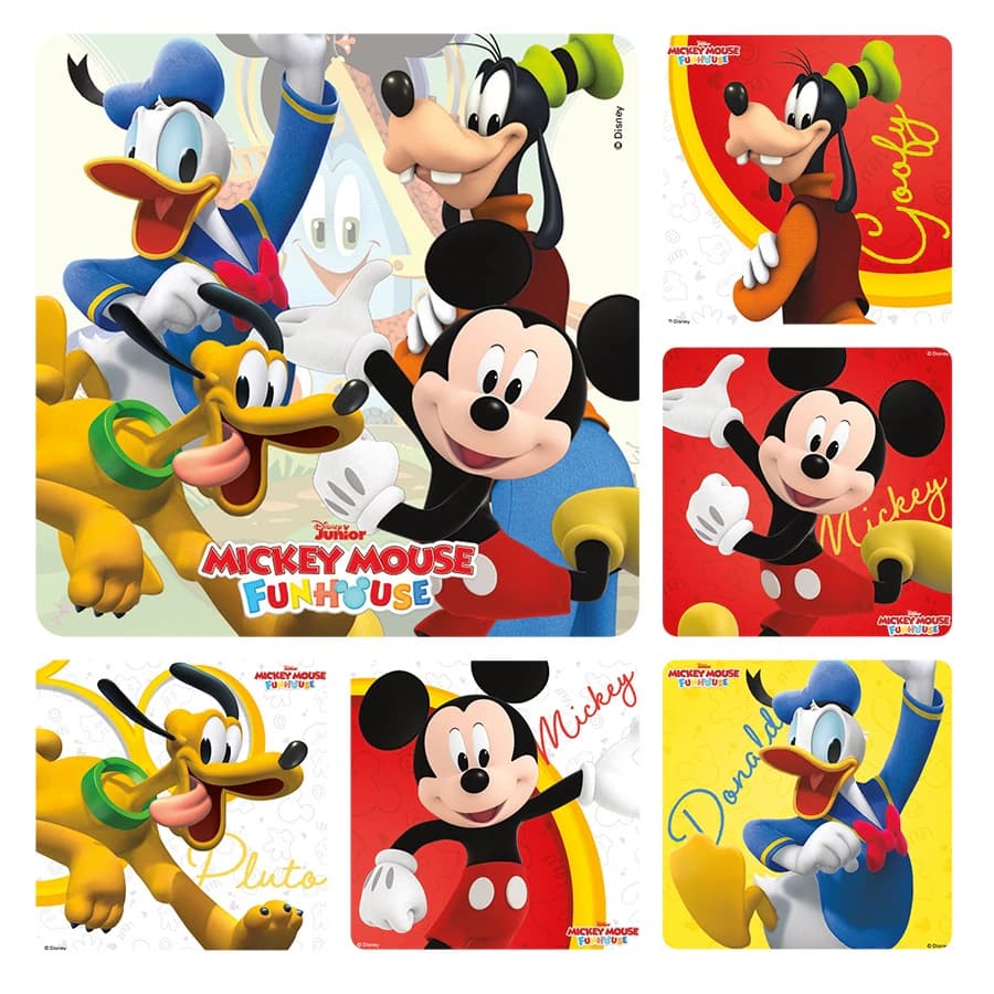 Mickey Mouse Fun House Stickers, Assorted 2.5" x 2.5", 100/Roll, PS787 - Mickey Mouse Fun House Stickers Roll of 100 - Image 1