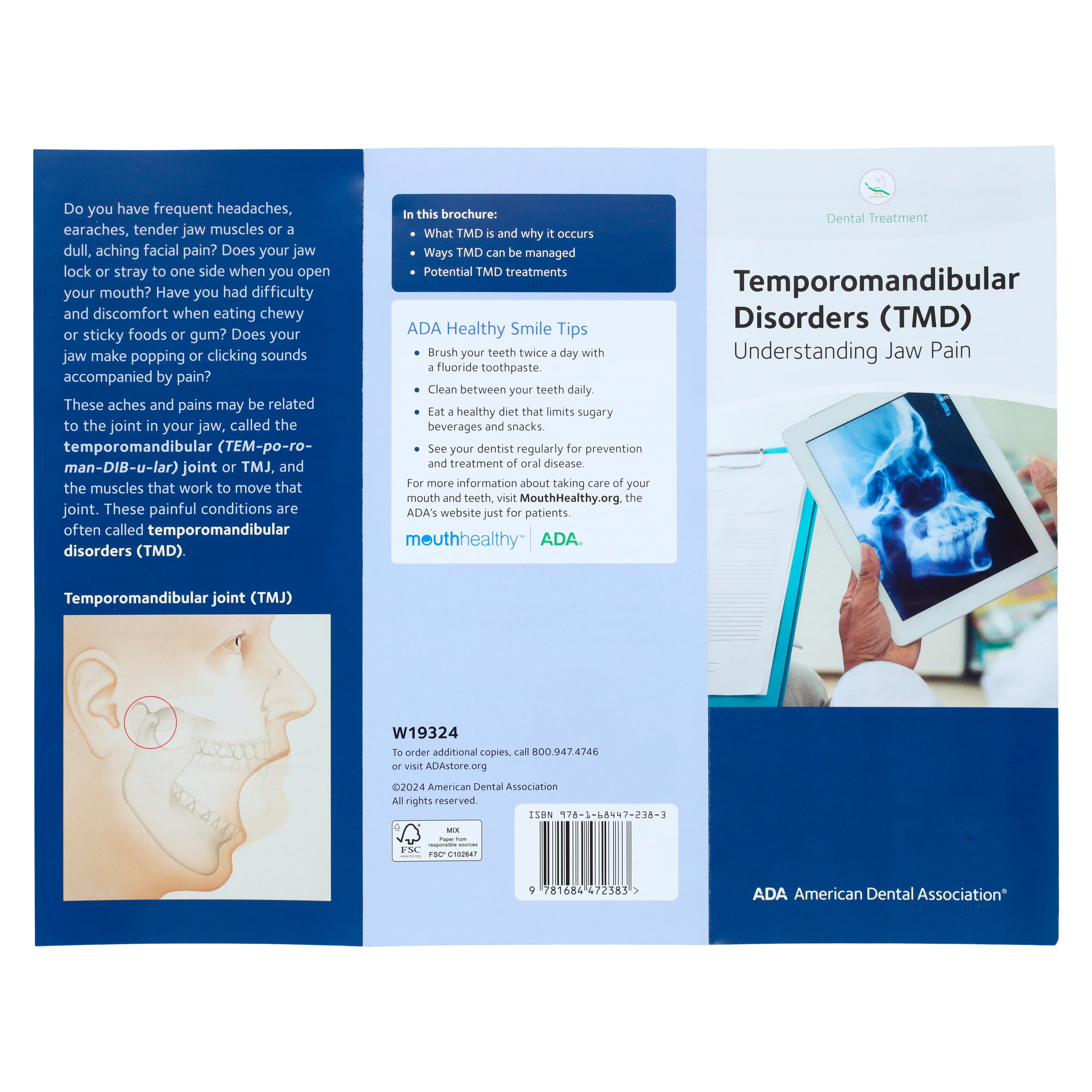 TMD Disorders Brochure, Patient Education, American Dental Association, English, 50/Package, W19324 thumbnail 2