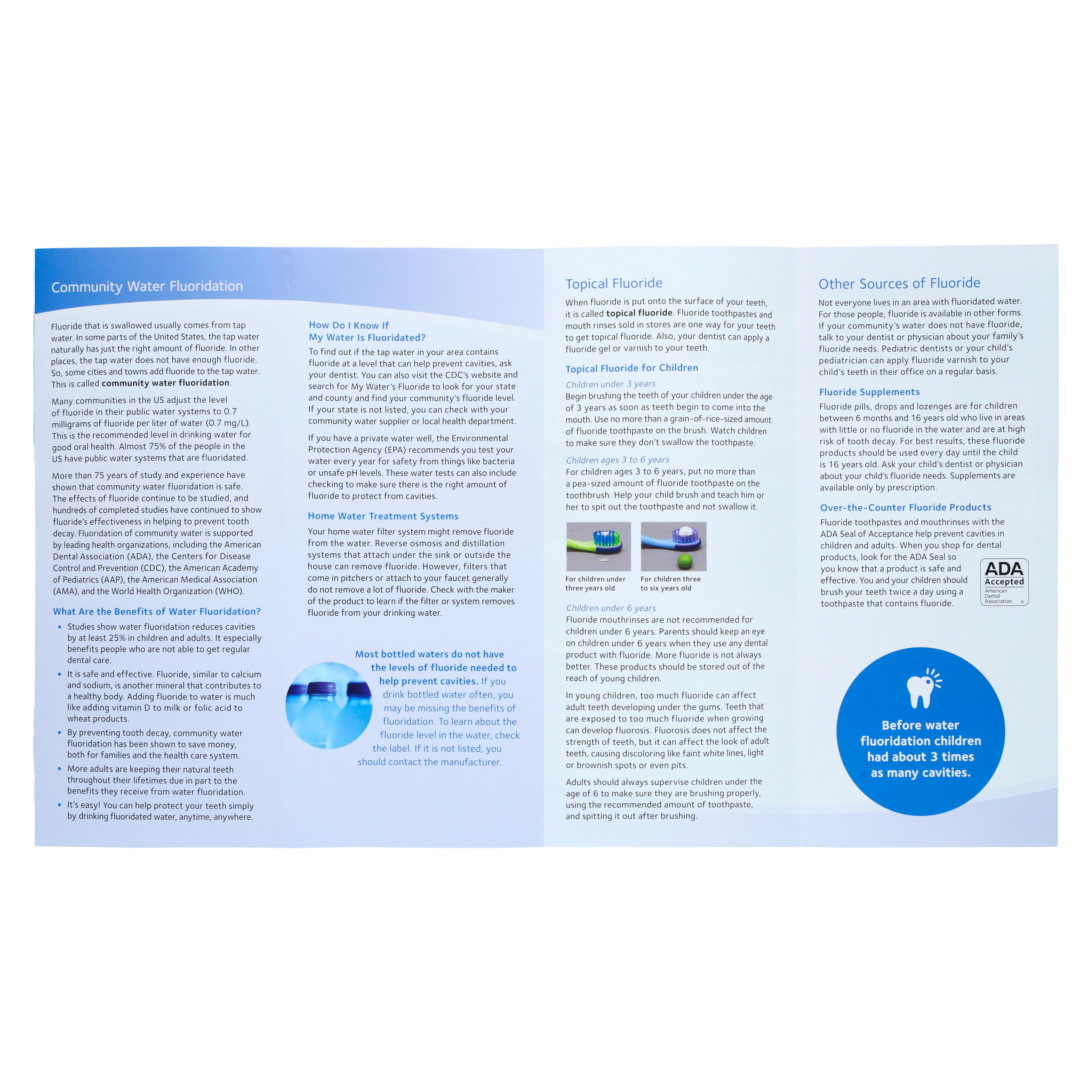 Benefits Of Fluoride Brochure, American Dental Association, Fluoride: Nature's Cavity Fighter, 50/Package, W10224 thumbnail 3