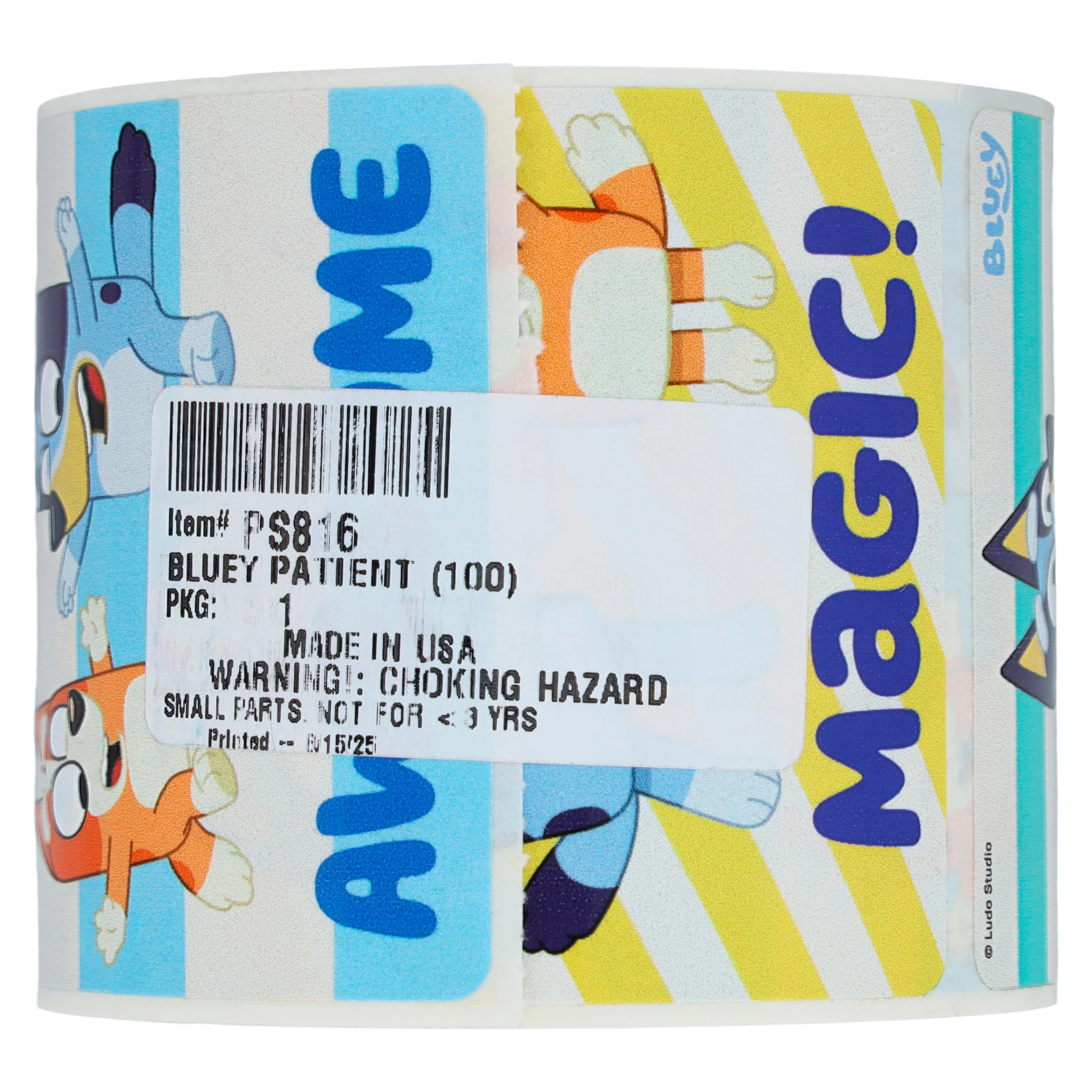 Bluey Patient Stickers, Assorted 2.5" x 2.5", 100 per Roll, PS816 thumbnail 3