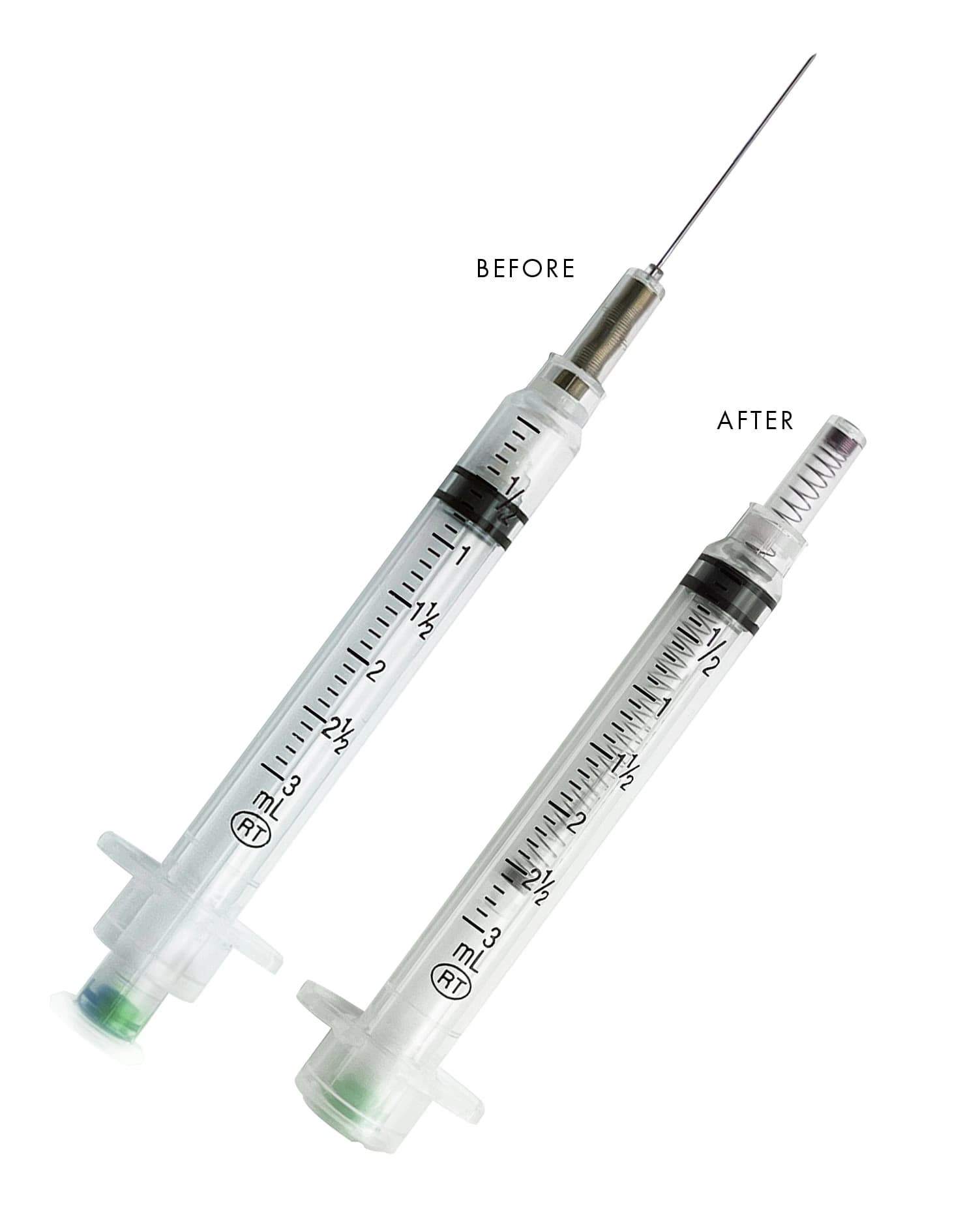 VanishPoint Hypodermic Syringe with Retractable Needle, 21G x 1-1/2", 3cc, Sterile, 100/Box - Syringe 3cc Vanish Point - Image 1