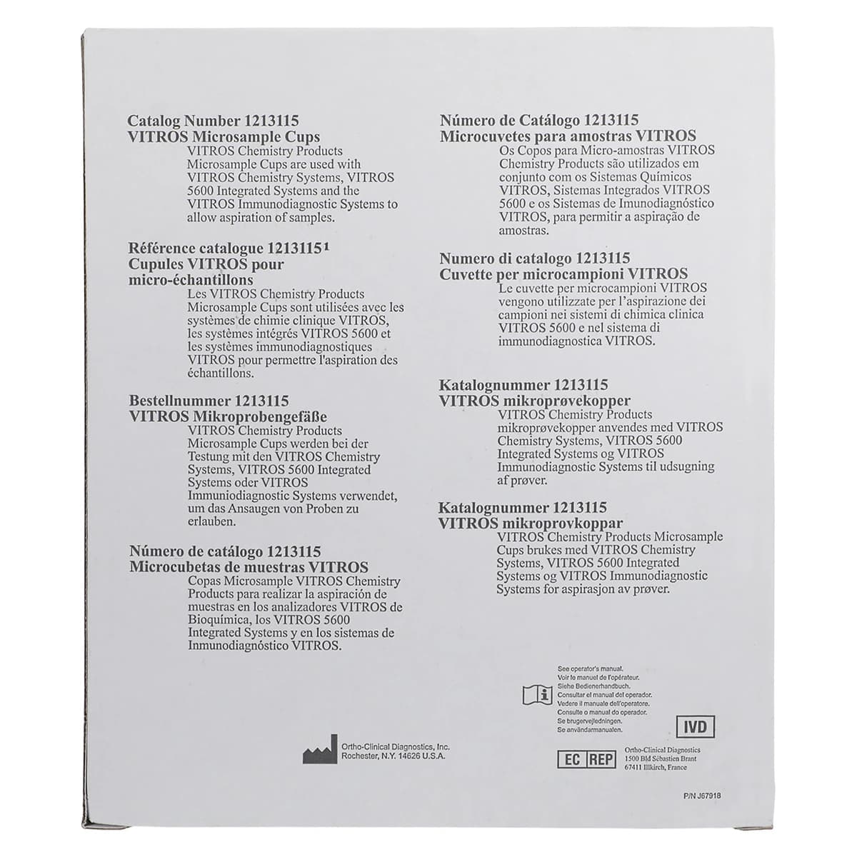 Micro Sample Cup for Vitros 250/4000 Analyzers, 4000/Package thumbnail 5