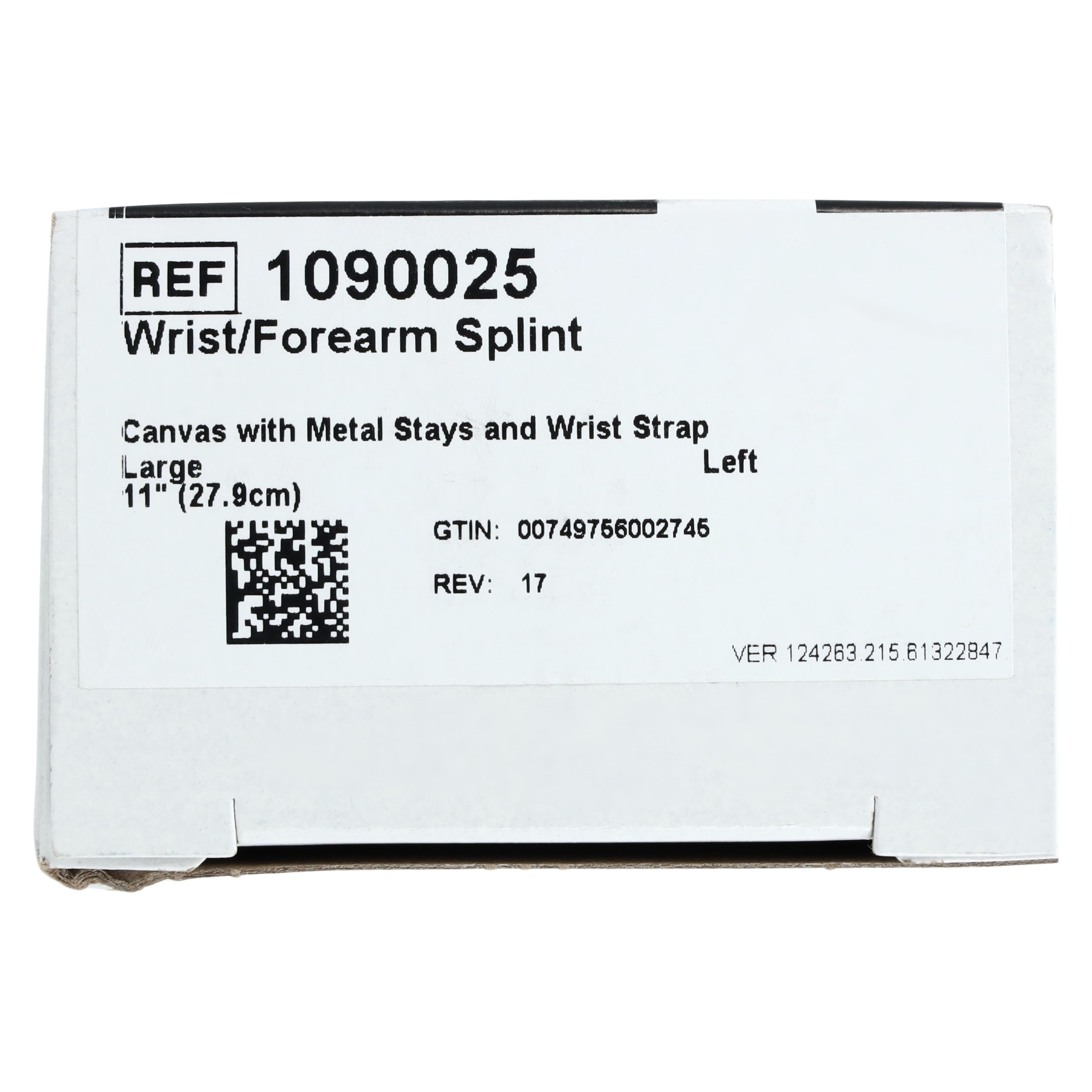 DeRoyal Wrist/Forearm Splint, Adult, Canvas, 11", Size Large, Left thumbnail 6
