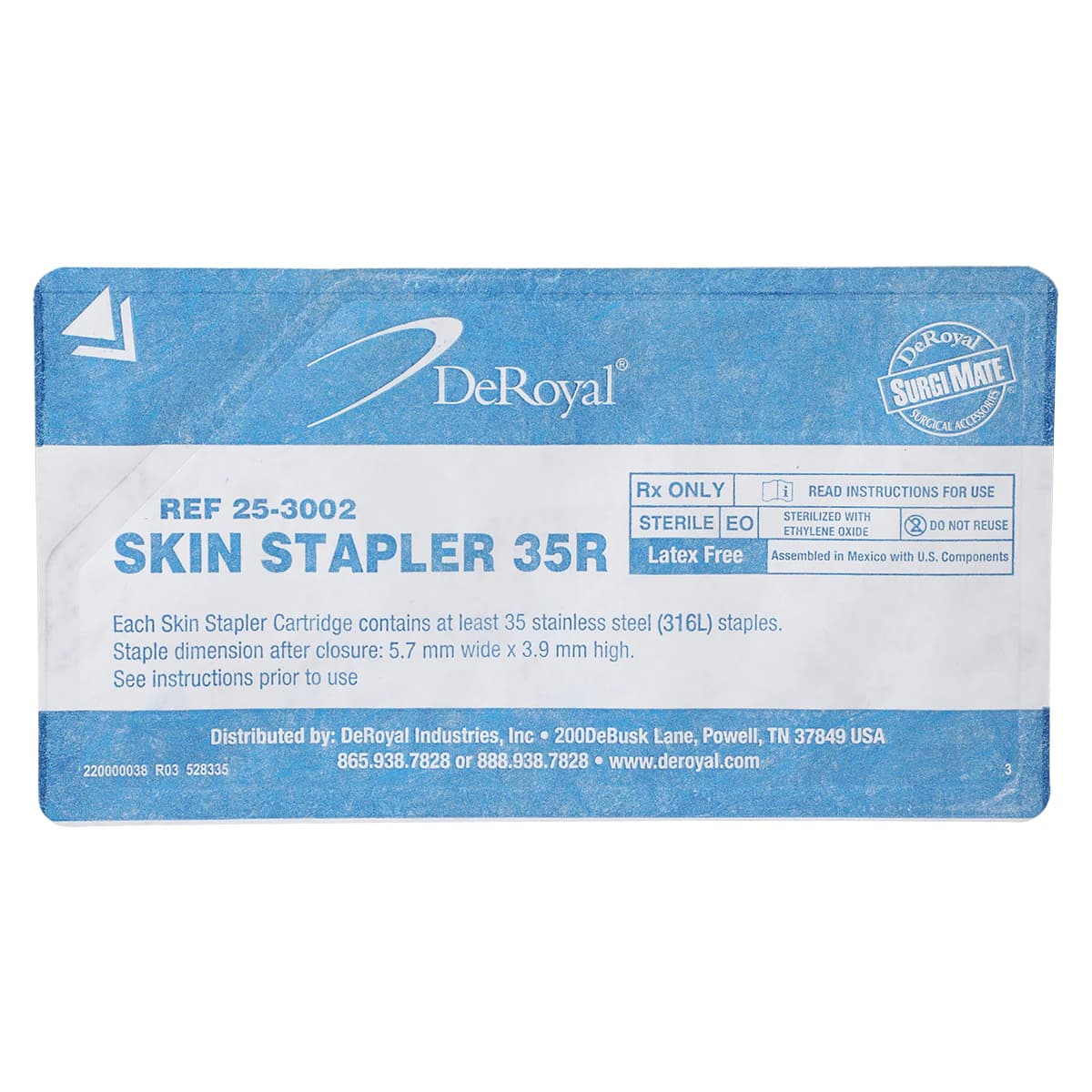 DeRoyal Premium Skin Stapler Applicator, 35 Regular Staples, Plastic Trigger Pull, 6/Box thumbnail 4