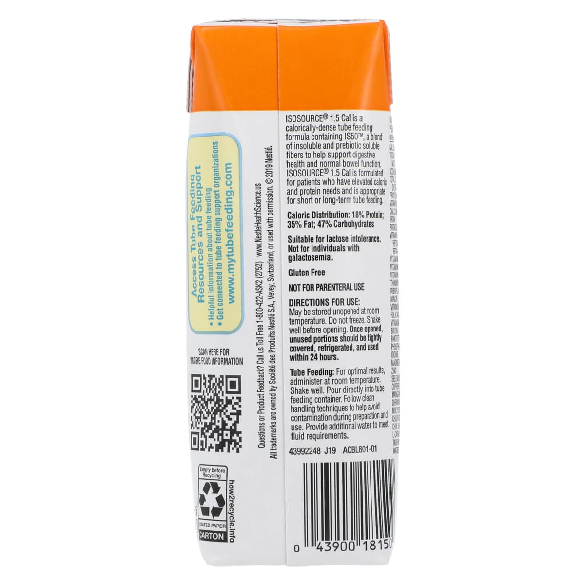 Isosource 1.5 Tube Feeding Formula, 1.5 Calorie, Unflavored, 250 mL Carton, 24/Case thumbnail 2