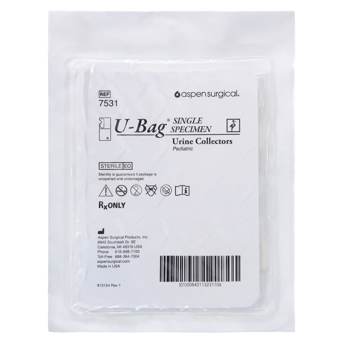 Aspen Surgical U-Bag Urine Specimen Collector, 200mL, Pediatric, Sterile, Single, 100/Box thumbnail 3