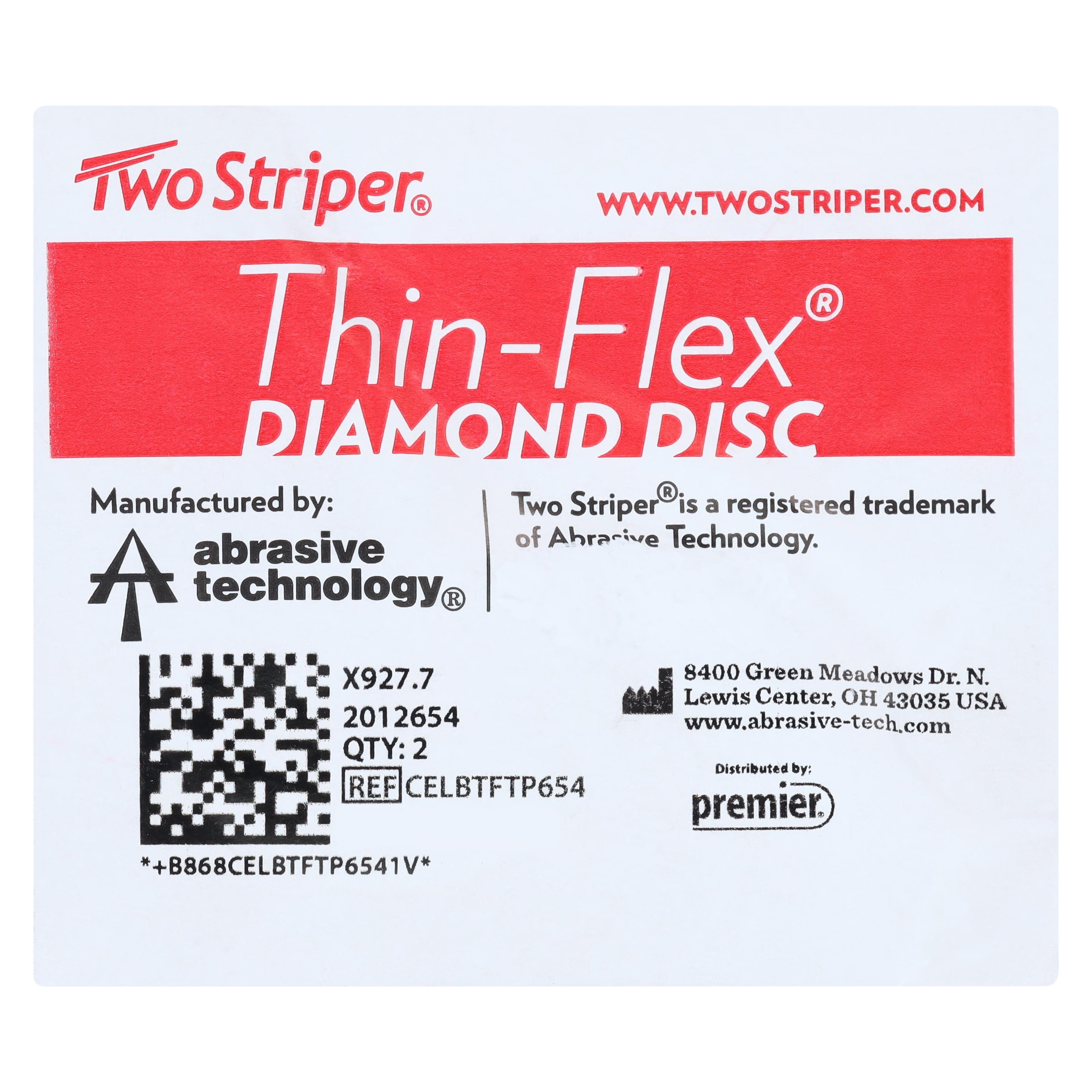 Two Striper Thin-Flex Diamond Discs, Double-Sided, 927-7, 0.15 mm, 45 Micron, 7/8" Diameter, with Mandrel, 2/Pk, 2012654 thumbnail 3