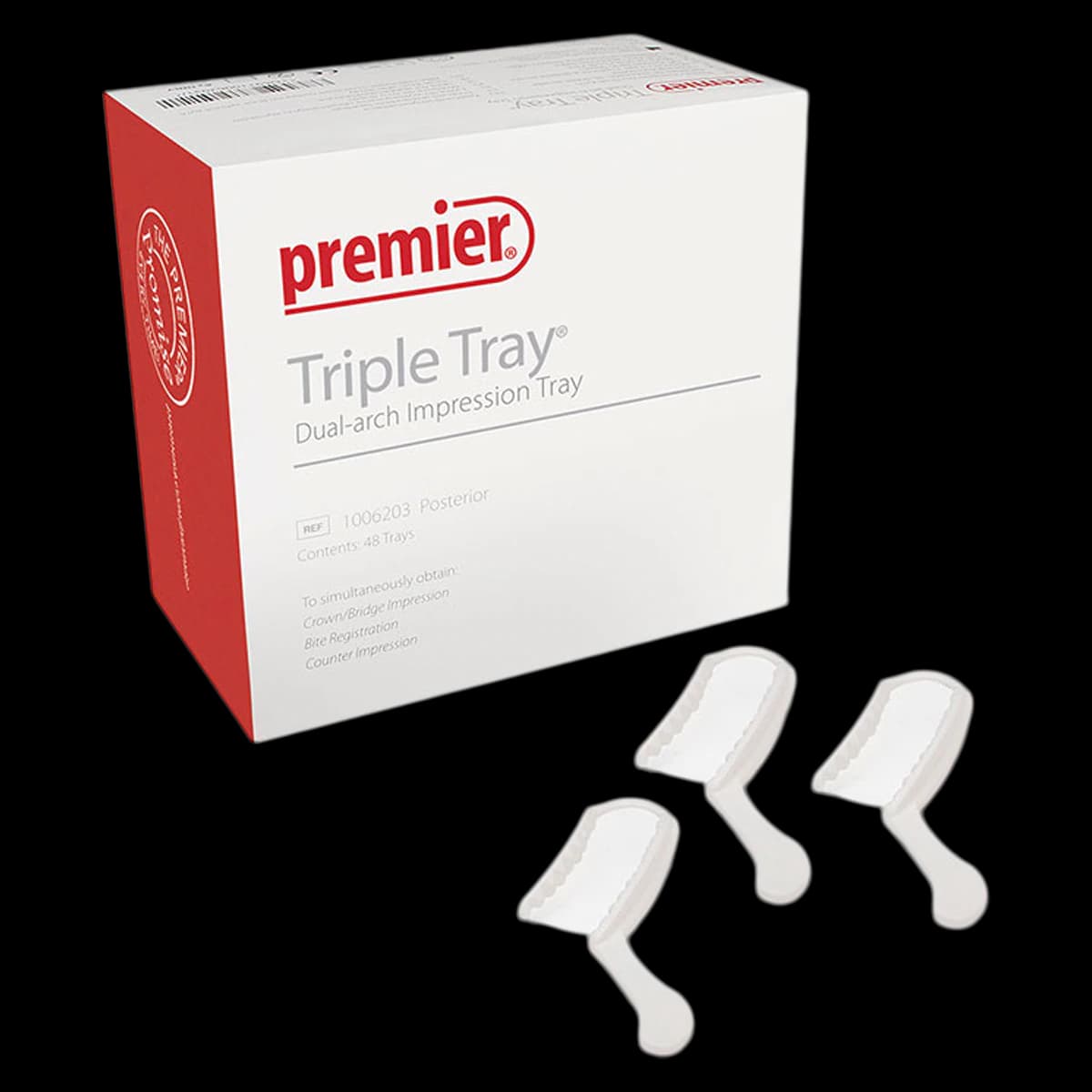 Premier Dental Triple Tray Dual-Arch Impression Trays, Anterior, 35/Box, 1006213 - Triple Tray Impression Trays, Anterior, 35/Pk, 1006213 - Image 1