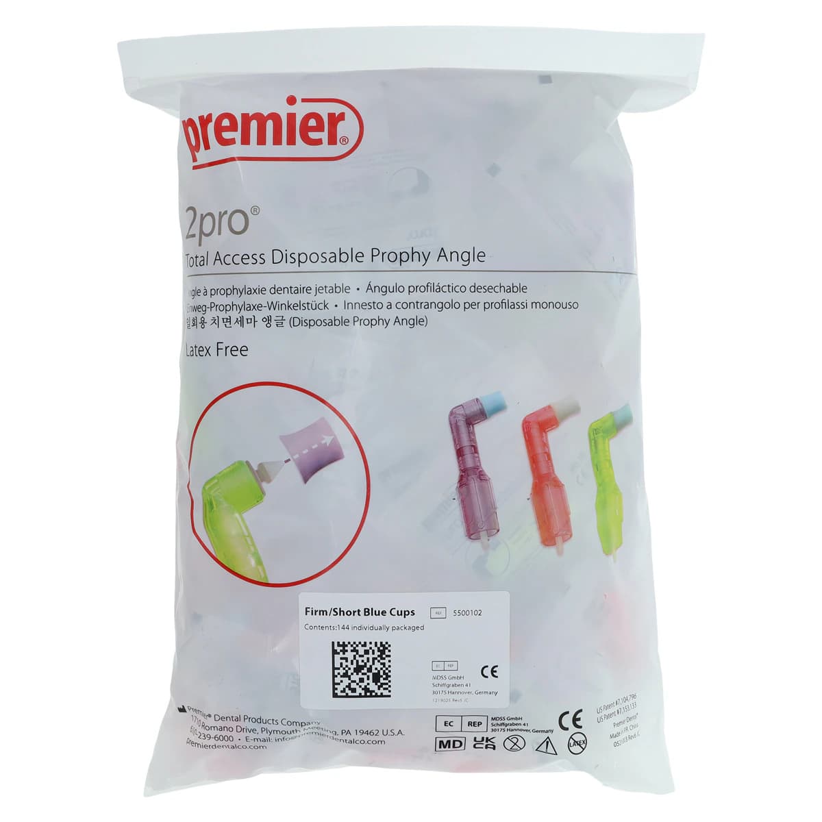 2pro Total Access Disposable Prophy Angle, Firm/Short Cup, Blue, 144/Bag, 5500102 thumbnail 3