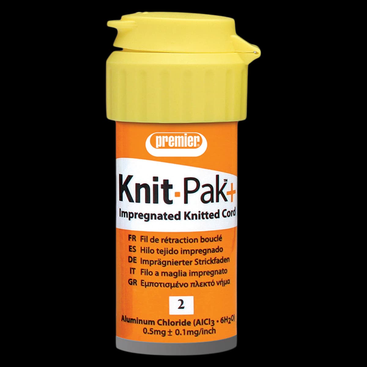 Premier Dental Knit-Pak+ Knitted Retraction Cord, Impregnated with Aluminum Chloride Hexahydrate, Size 2, 80 in - Knit-Pak + w/Alum Chloride - Image 1