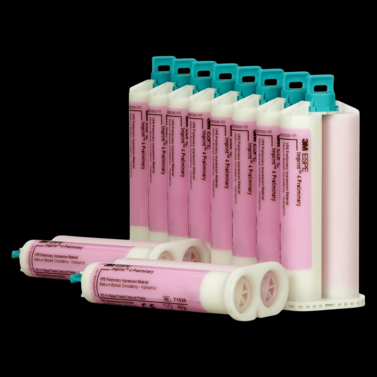 3M Imprint 4 Preliminary VPS Impression Material Economy Pack, Regular Set, Pink, Mint, 10 x 50 mL Cartridges, 71539 - 3M Imprint 4 Preliminary VPS Impression Material Economy Pack - Image 1