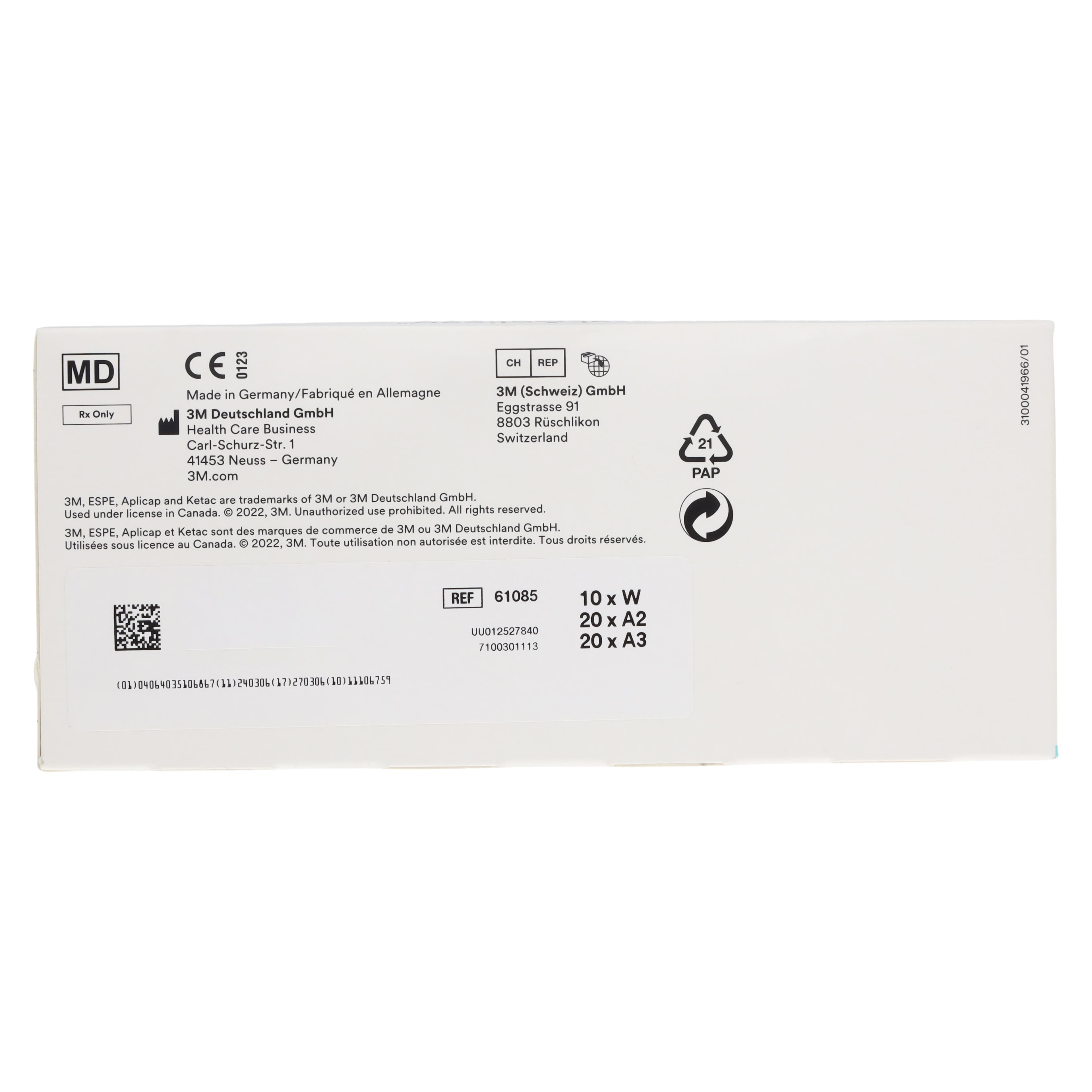 Ketac Universal Aplicap Glass Ionomer Restorative, Assorted Shades (White, A2, A3), 50 Capsules/Box, 61085 thumbnail 4