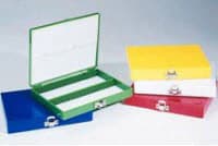 Fisherbrand Premium Microscope Slide Storage Box, Blue, 25 Position, 141x88x35mm, ABS Plastic with Foam Lining, Each - Plastic Microslide Box 25 - Image 1
