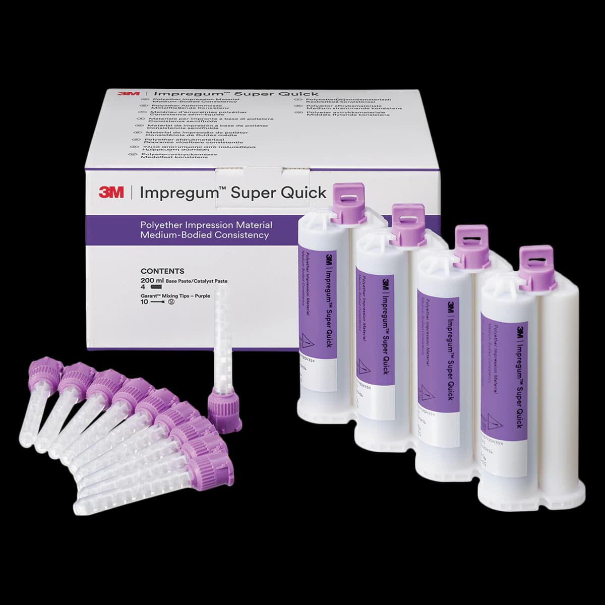 3M Impregum Super Quick Polyether Impression Material, Medium Body Refill, 4 x 50 mL Cartridges, Mint Flavor, 69417 - Impregum Super Quick Medium Body Refill 50ml 4/Pk - Image 1