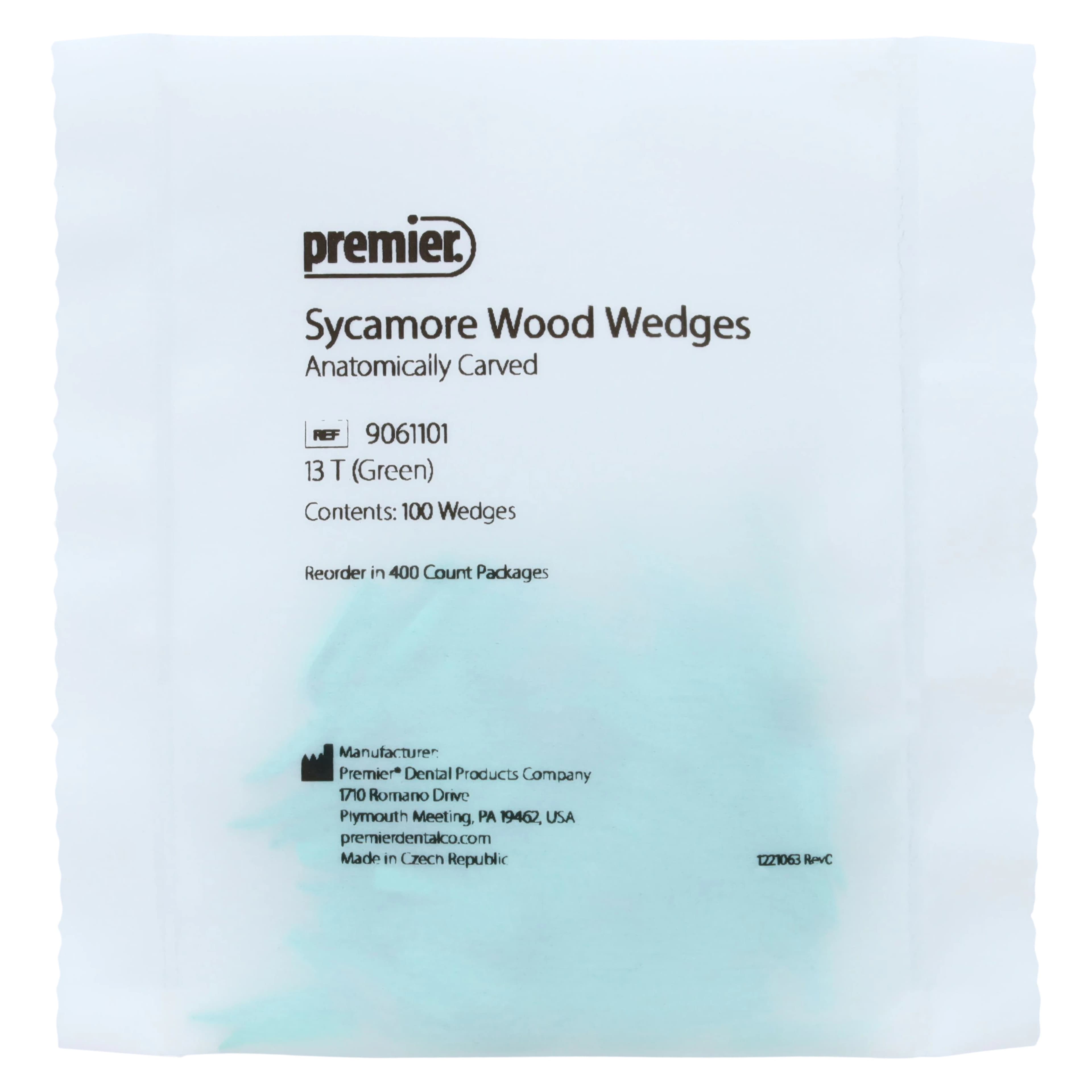 Premier Sycamore Wood Wedges, #13T Thin, Green, 13 mm, 400/Pk, 9061101 thumbnail 3