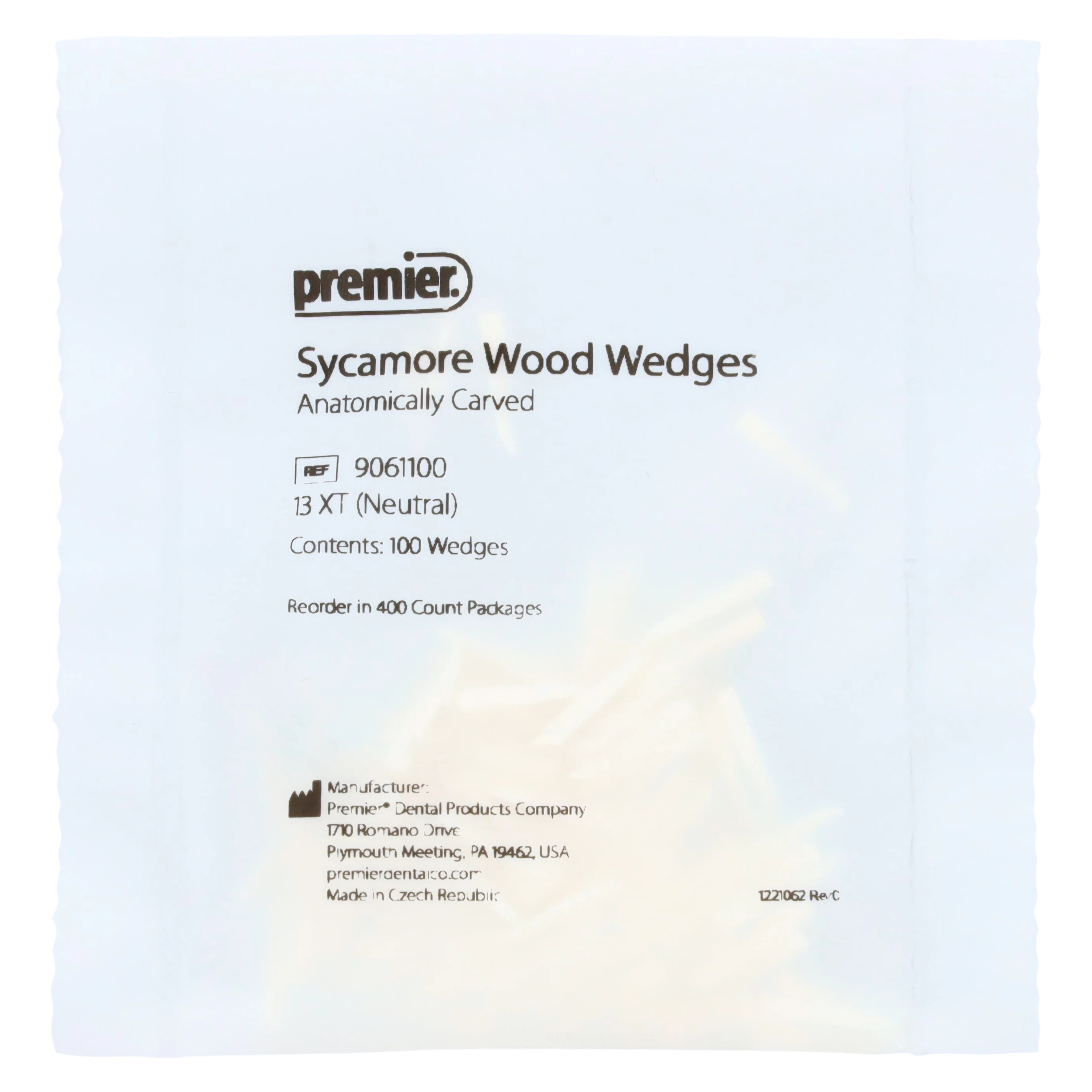 Premier Sycamore Wood Wedges, #13XT Extra-Thin, Neutral, 13 mm, 400/Pk, 9061100 thumbnail 3