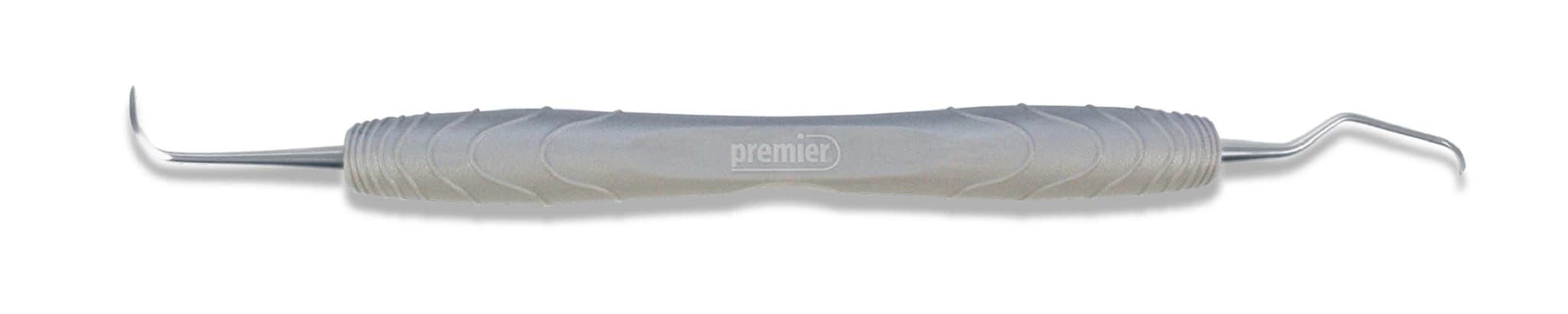 PremierAir Titanium Implant Scaler, Nebraska #128B/Langer #7 Mini, Double-Ended, Gray Resin Handle, 1 Each, 9061463 - PremierAir Neb1288/Langer7 DE Mini Titanium Scaler - Image 1