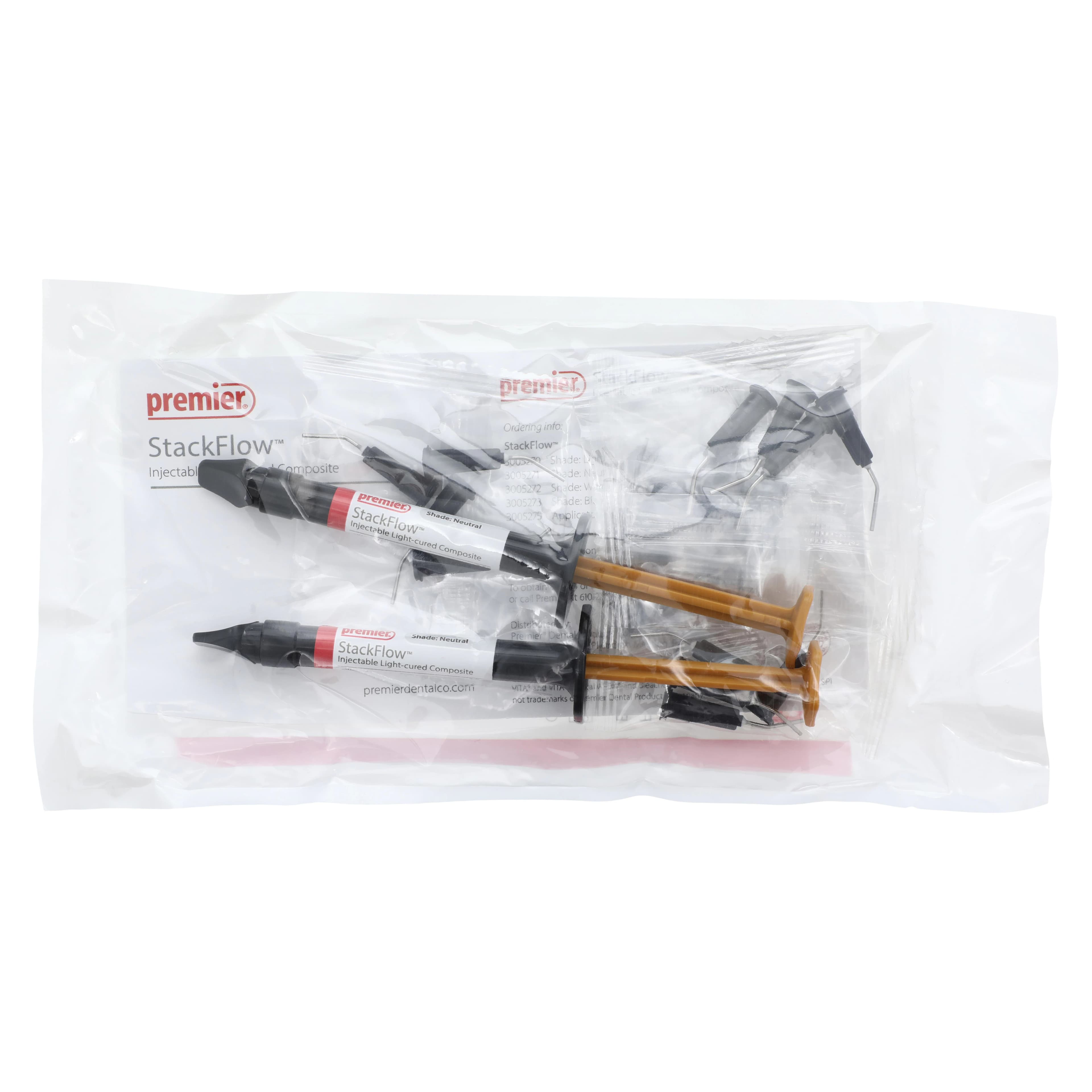 StackFlow™ Injectable Light-Cured Composite, Shade Neutral (A2, B2, D2, D4), 2 x 2.5g Syringes with 20 Tips, Ref 3005271 thumbnail 2