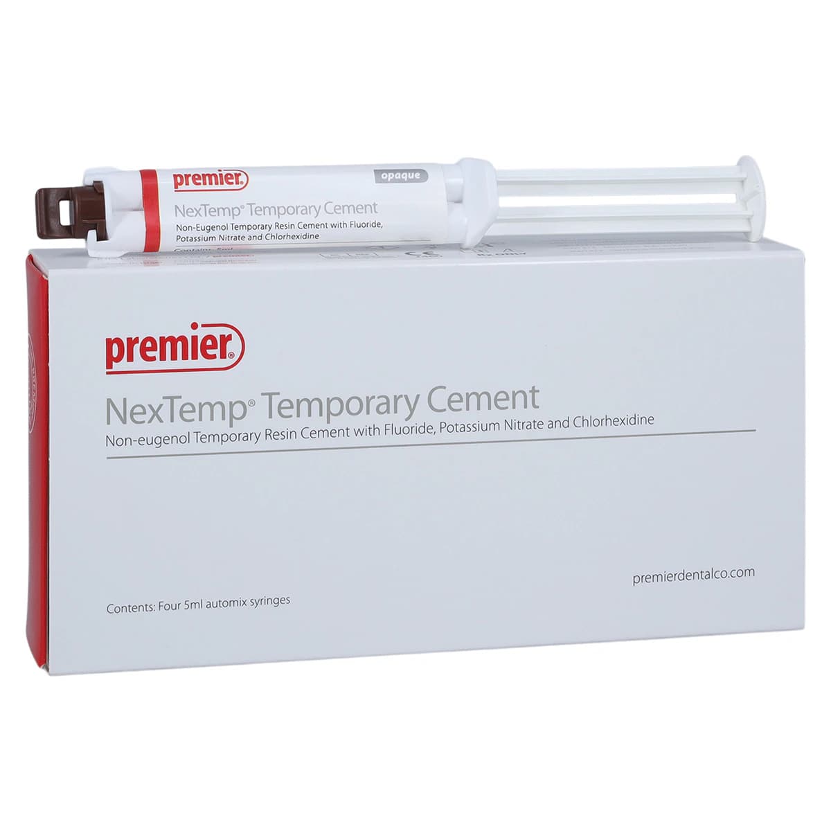 Premier Dental NexTemp Temporary Cement, Bulk Pack, Opaque, 5 mL Automix Syringes, 4/Pk, 3001470 thumbnail 2