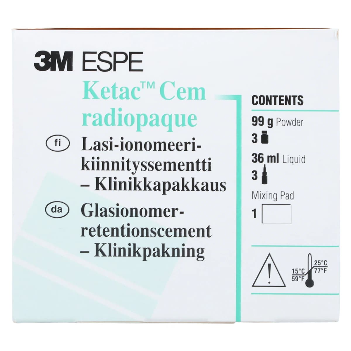 3M (Solventum) Ketac Cem Radiopaque Permanent Glass Ionomer Luting Cement Triple Pack, 3 x 33 g Powder / 3 x 12 ml Liquid, 37231 thumbnail 9