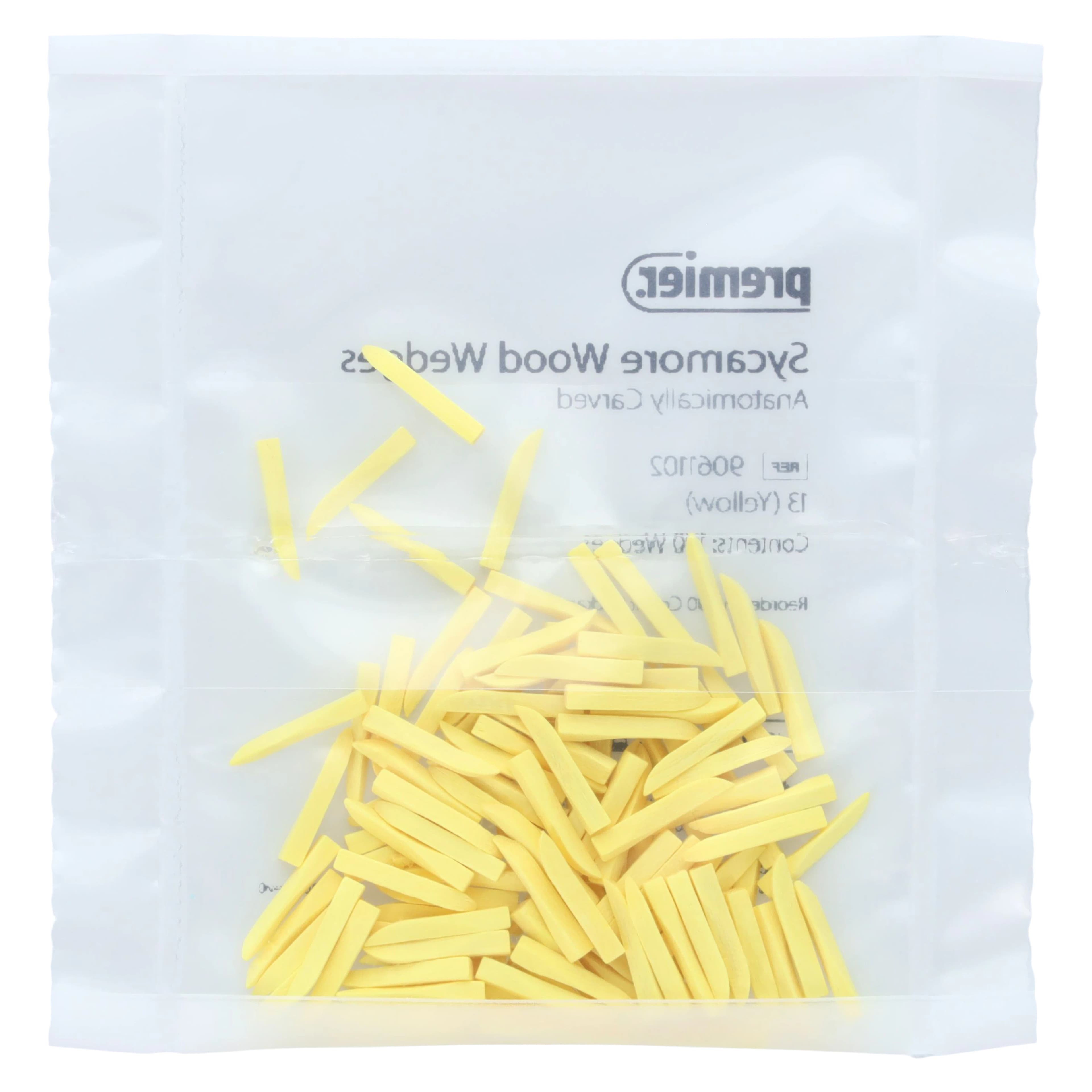 Premier Sycamore Wood Wedges, #13, Yellow, 13 mm, 400/Pk, 9061102 thumbnail 2