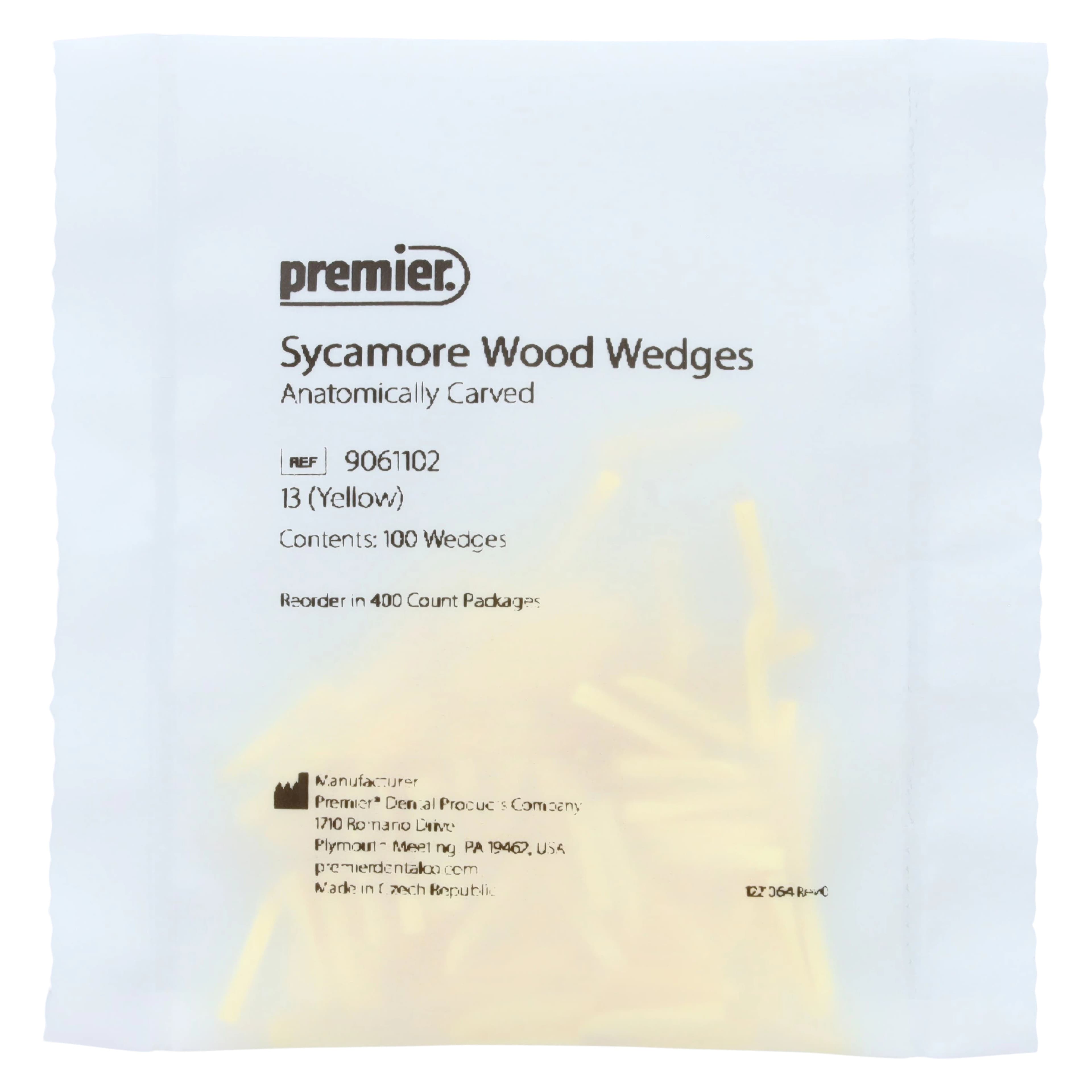Premier Sycamore Wood Wedges, #13, Yellow, 13 mm, 400/Pk, 9061102 thumbnail 3