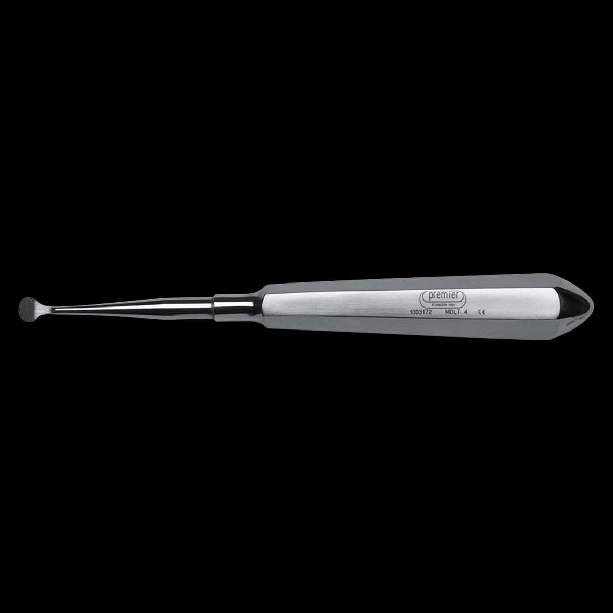 Premier Molt #4 Surgical Bone Curette, Single-End, Stainless Steel, 1/Pk, 1003172 - Surgical Bone Curette, Molt, Single-End, Medium Stainless Steel Handle, # 4, 1/Pk, 1003172 - Image 1
