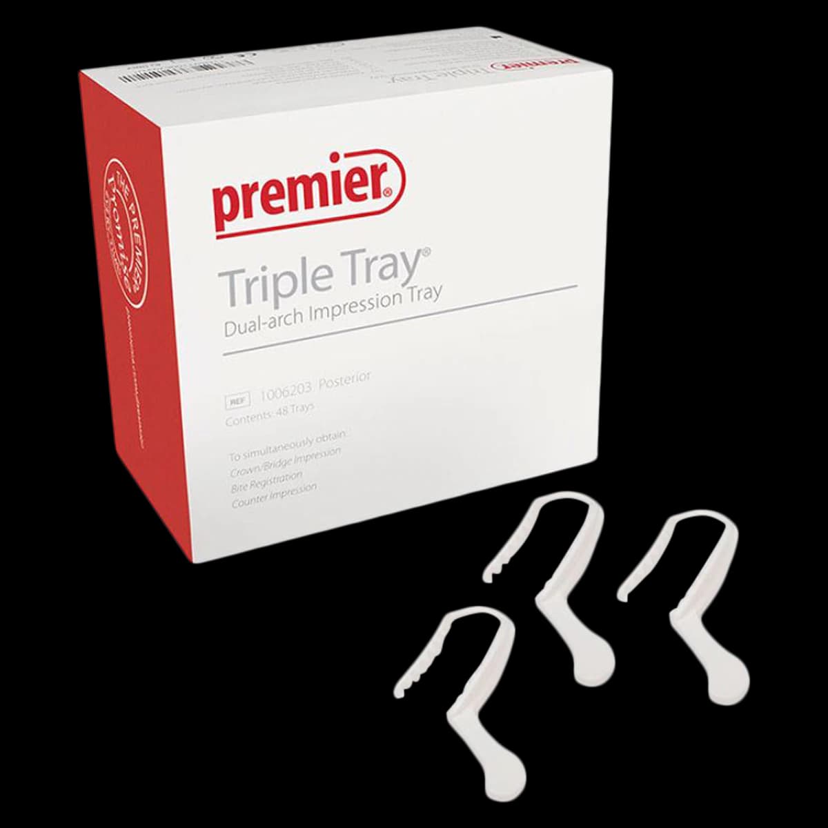 Premier Triple Tray Dual-Arch Impression Trays, Extended Quadrant, 35/Box, 1006253 - Triple Tray Impression Trays, Extended Quadrant, 35/Pk, 1006253 - Image 1