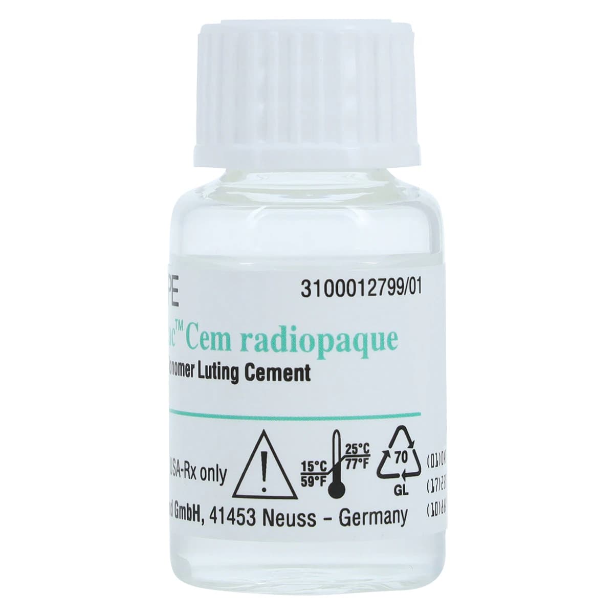 Ketac Cem Radiopaque Glass Ionomer Luting Cement, Liquid Refill, 12 ml Bottle, 1/Pk, 37221 thumbnail 4