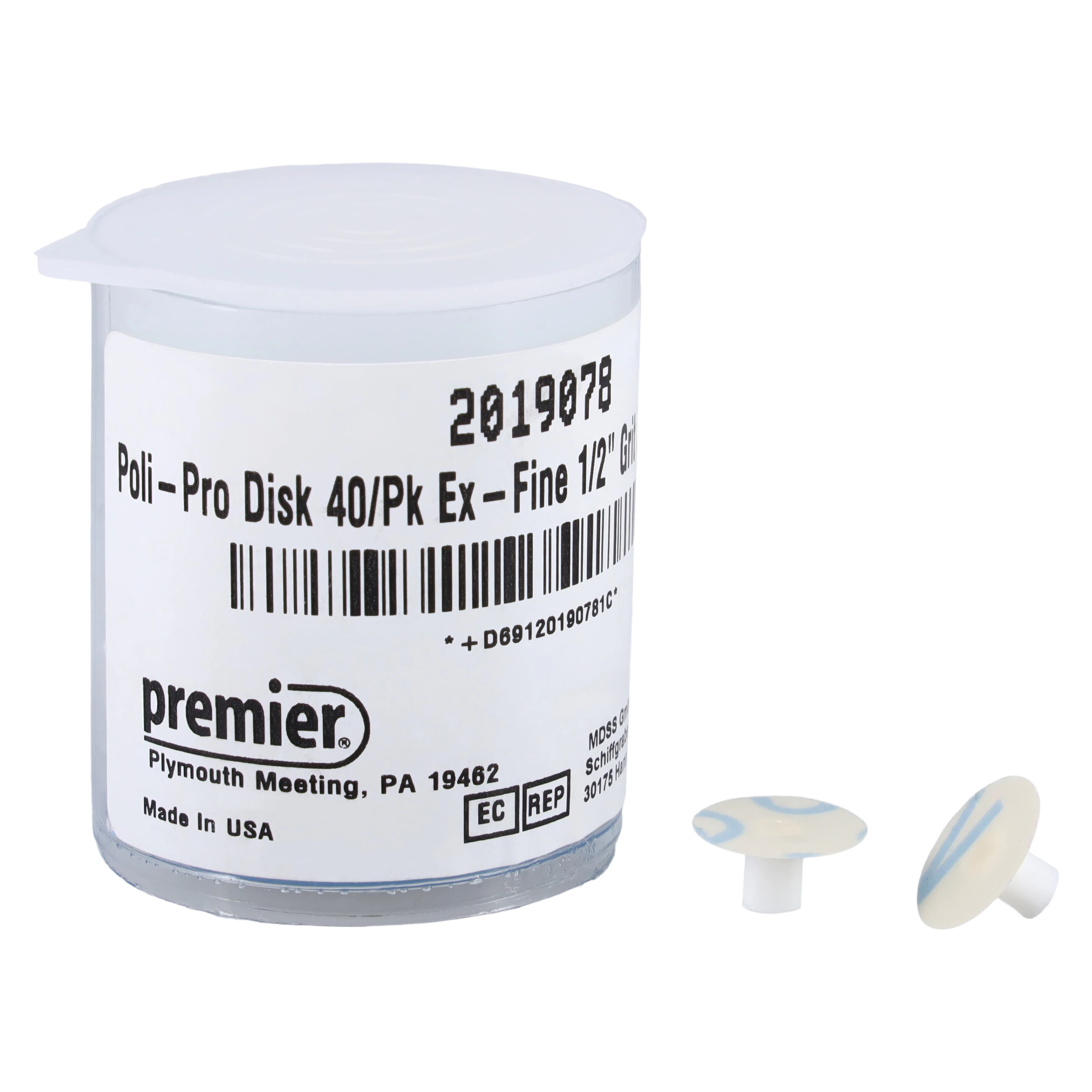 Poli-Pro Disc Composite Polishers, Refill, 1/2" (12 mm), Extra-Fine, Double-Sided Grit, White, 40/Pk, 2019078 thumbnail 2