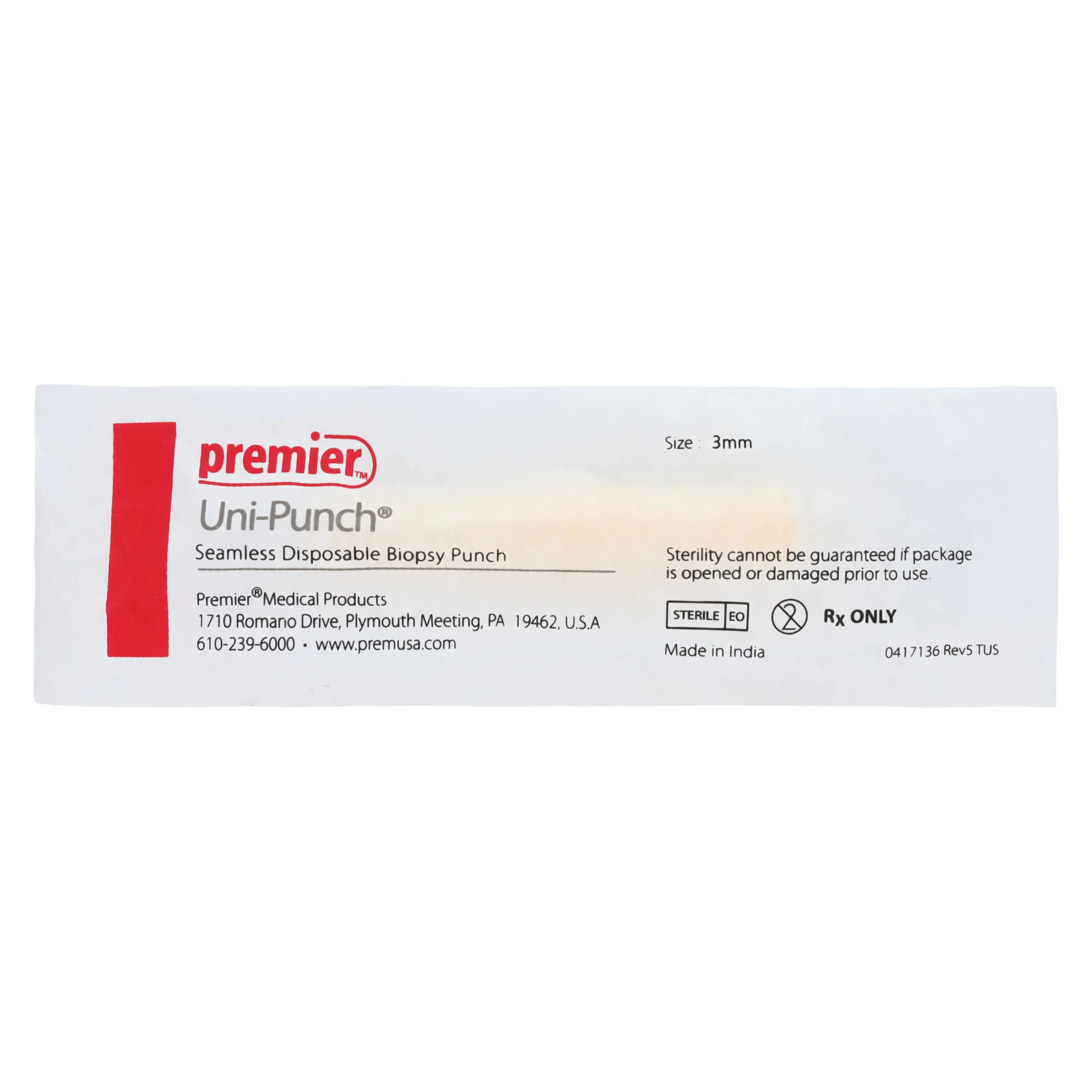 Uni-Punch Seamless Disposable Biopsy Punch, 3 mm, Sterile, 25/Box, 9033503 thumbnail 3